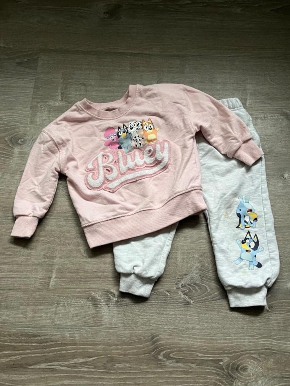 Bluey toddler girls pink & gray sweatsuit set